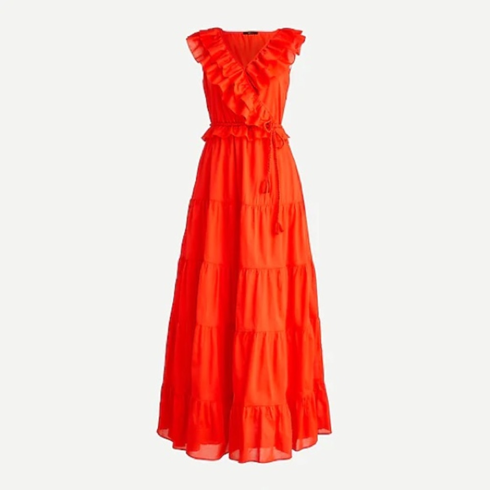 NWT J.Crew ruffle front maxi dress w/ braided belt